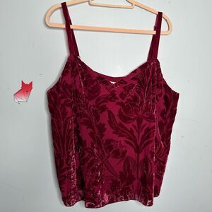Vintage Y2K Merona Target Brand Berry Red Velvet Burnout Tank Top Plus Size 2X